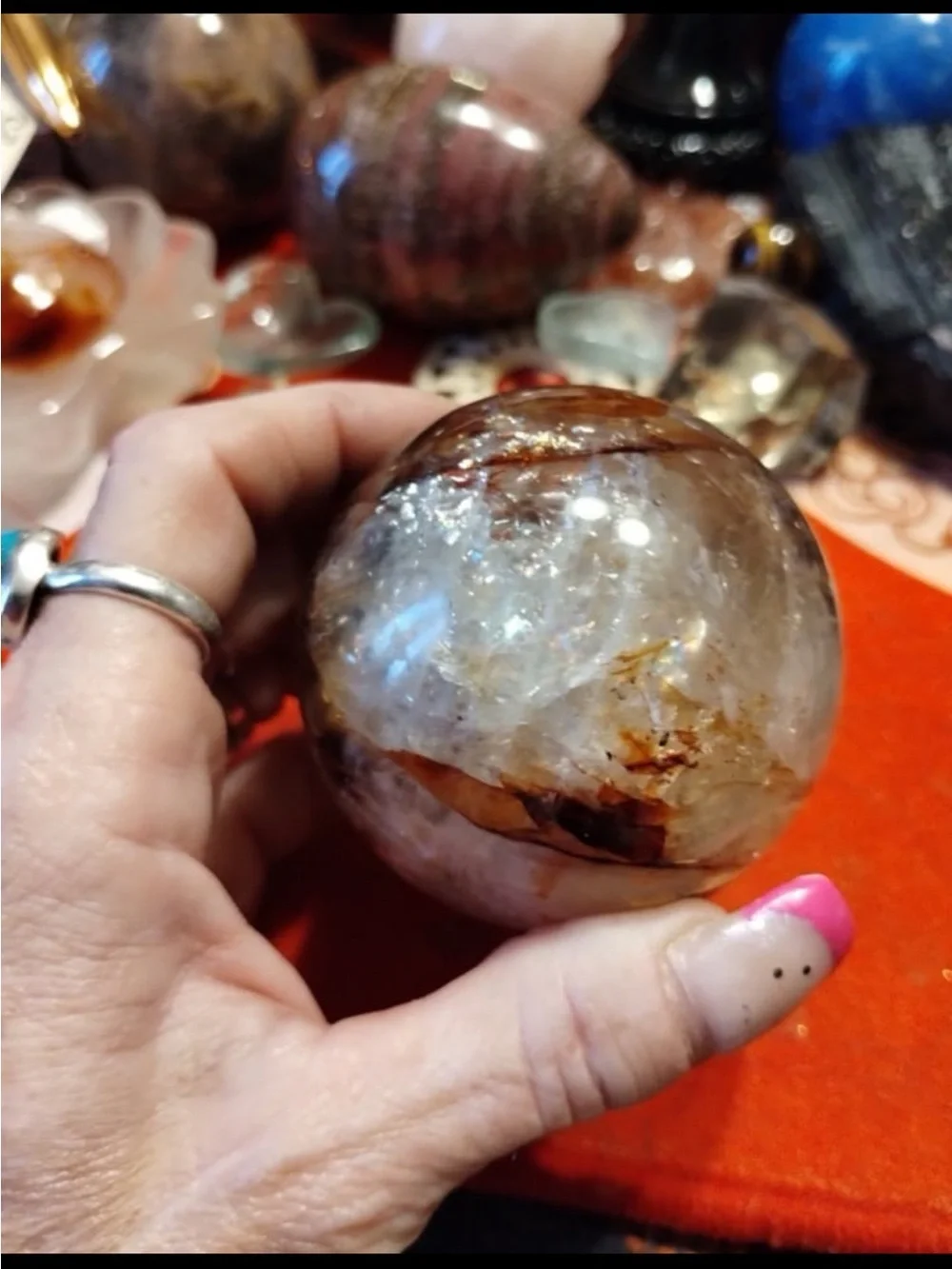 Icy Fire Quartz Sphere